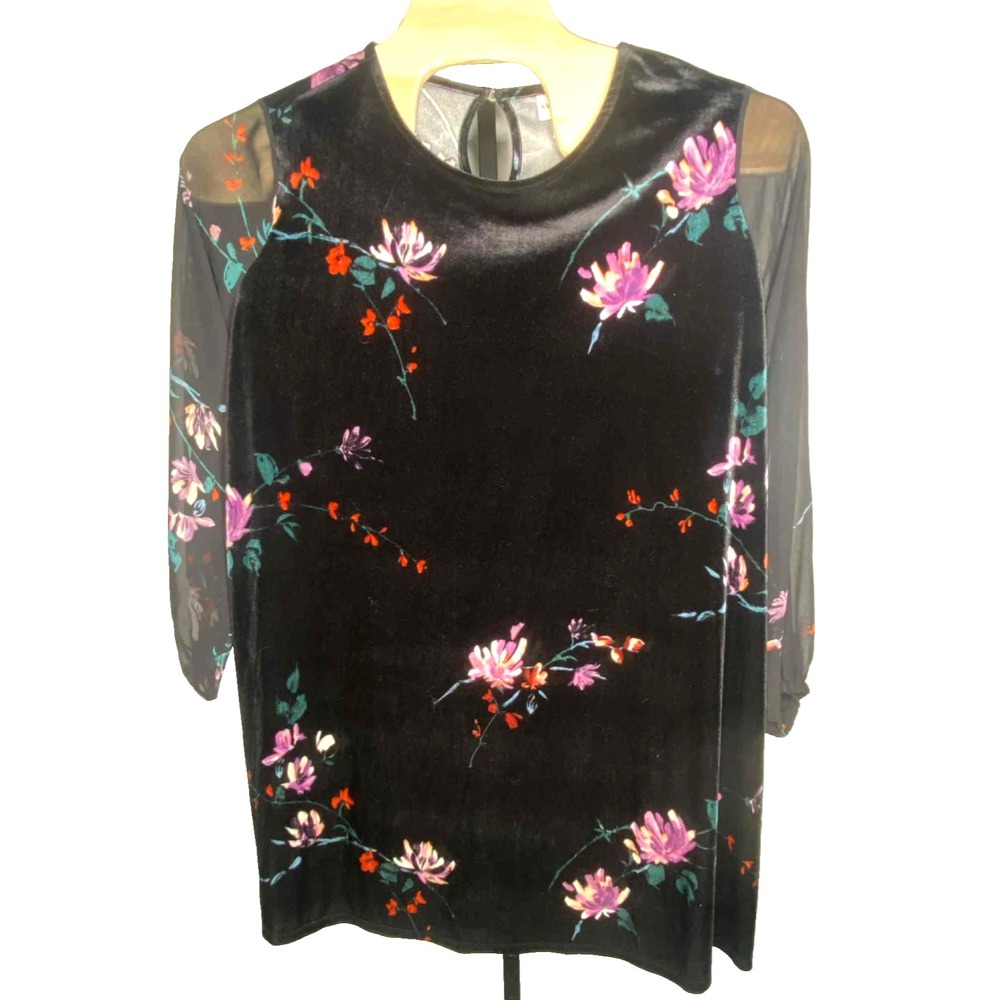Ava & Viv Women's sixe 2X Plus Dress black floral sheer long sleeve whimisgoth